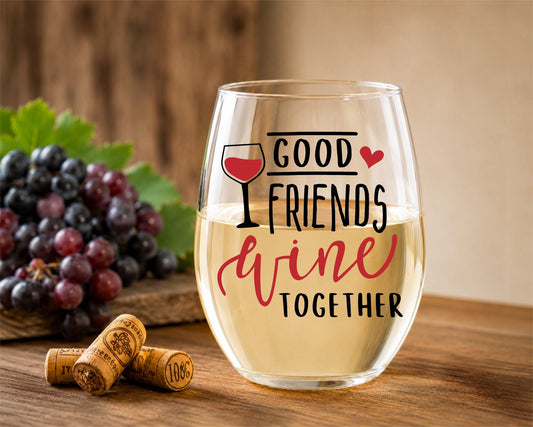 Good Friends Wine Glass, Stemless 20oz, Friend Gift
