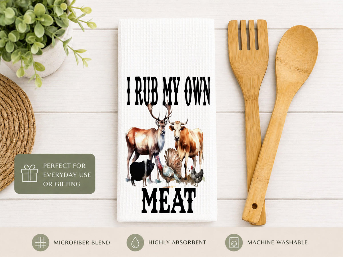 I Rub My Own Meat Waffle Towel: Funny BBQ Kitchen Decor
