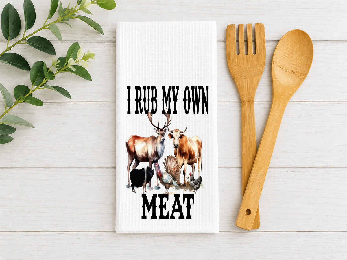 I Rub My Own Meat Waffle Towel: Funny BBQ Kitchen Decor