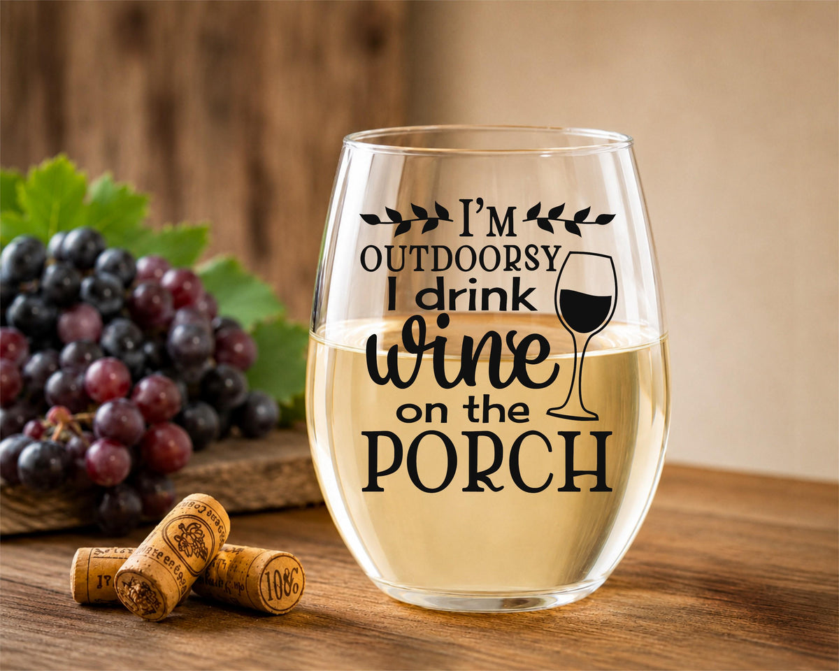 I'm Outdoorsy Stemless Wine Glass