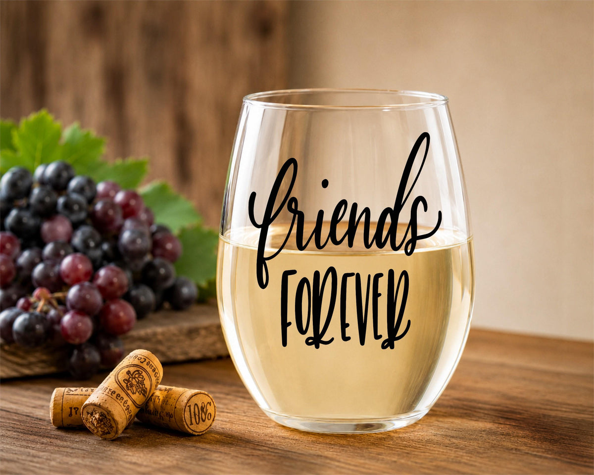 Friends Forever Stemless Wine Glass | Friendship Gift for Bestie, Sister, Wine Lover