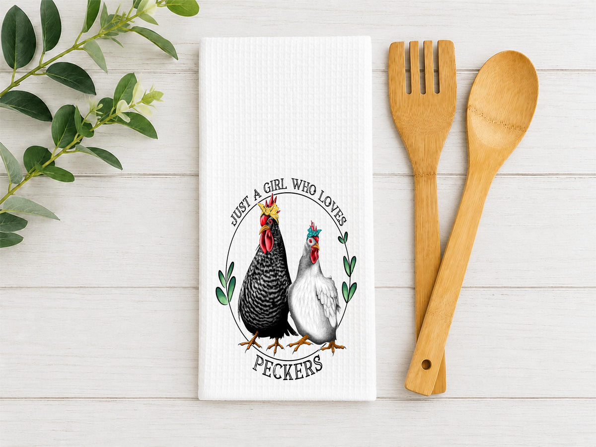 Funny Chicken Waffle Towel: Farmhouse Kitchen Decor, Chicken Lover Gift