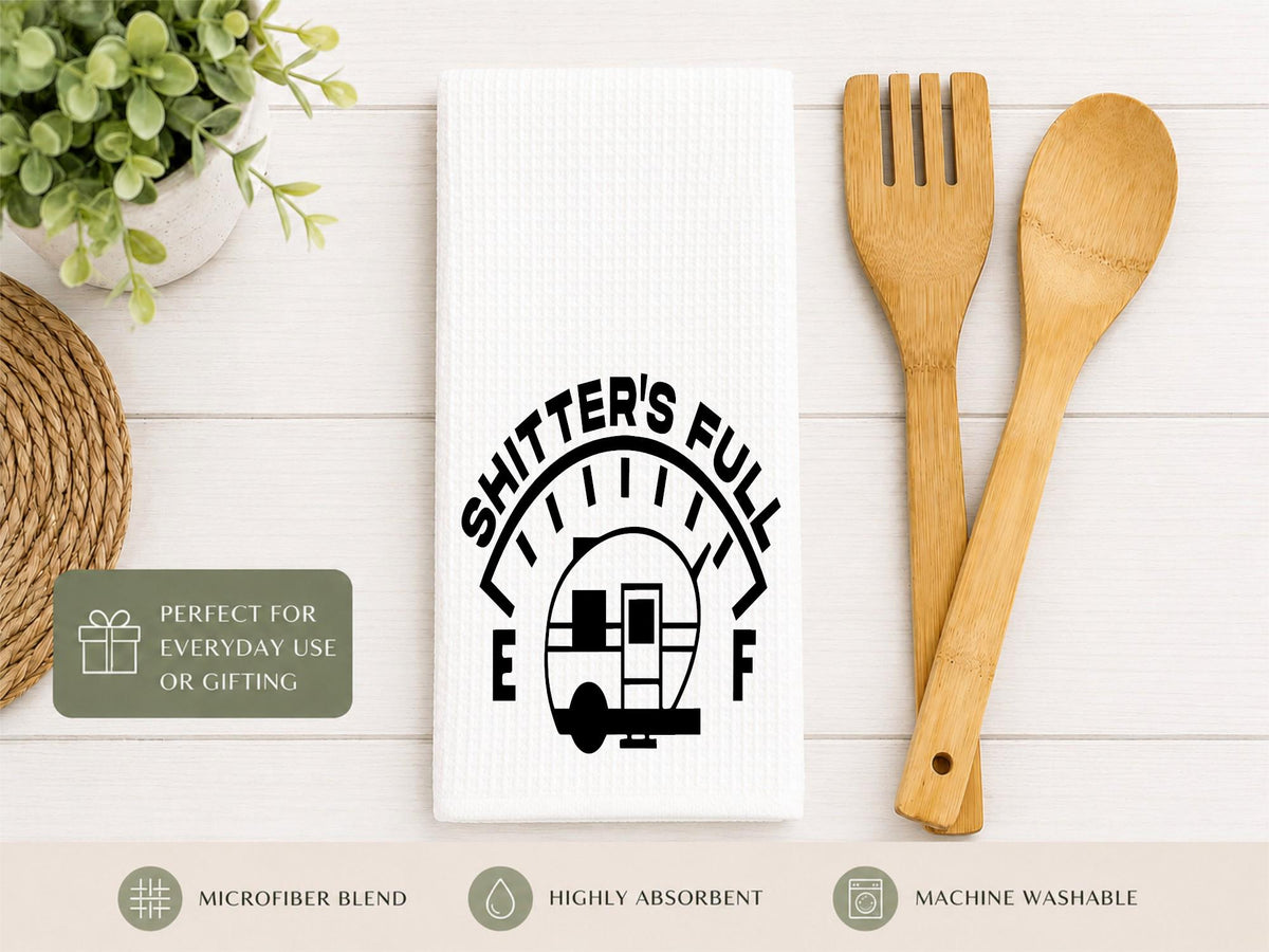 Funny Camping Kitchen Towels | Retro Camper Waffle Dish Towels