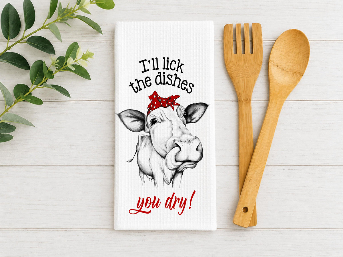 Cow Waffle Towel: Funny Kitchen Decor, Country Dish Towel