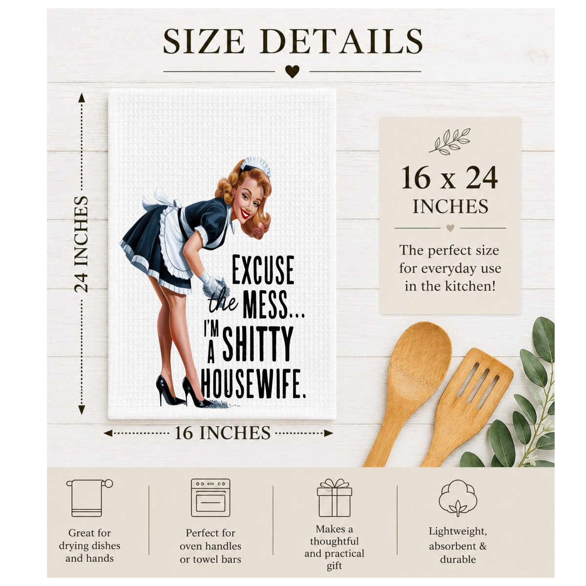 Funny Kitchen Towels | Retro Sarcastic Dish Towels | Humorous Kitchen Decor & Gifts