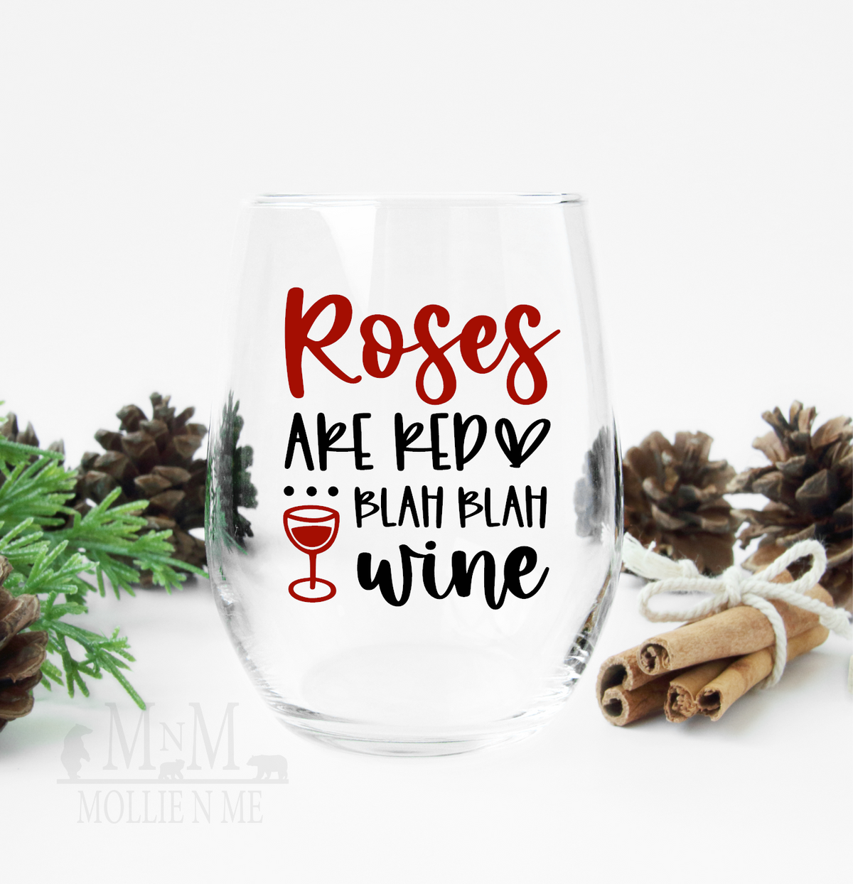 Funny Wine Glass – Roses Are Red Blah Blah Wine – Stemless Wine Glass – Valentine’s Day Gift – Sarcastic Wine Lover Gift