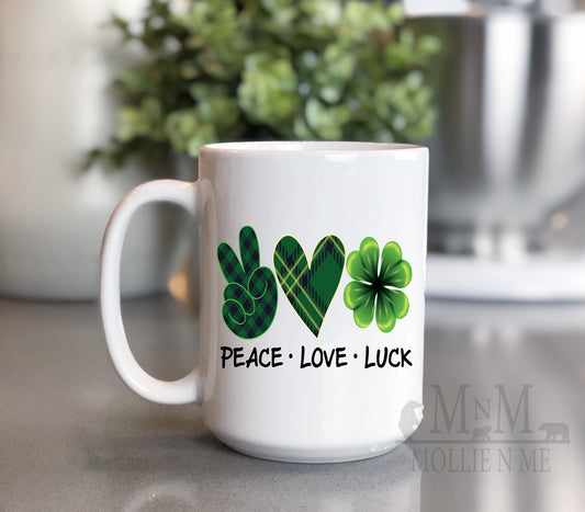 Peace Love Luck 15oz. Mug